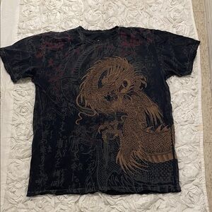 Affliction Black Graphic Tee with Winged Scissors
